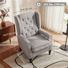 HOMCOM - Fauteuil d’appoint en tissu avec accoudoirs roulés pour chambre - gris-Structure en bois et pieds en eucalyptus assurent stabilité et durabilité 
