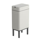 Elpheco - poubelle à capteur en acier inoxydable avec pattes - mince 9 L - blanc crème-Pieds en bois : dotés d’un design unique surélevé en bois, alliant esthétique et fonctionnalité