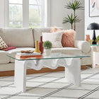 Modway Ondine Glass Top Coffee Table - White-Tempered Glass Top