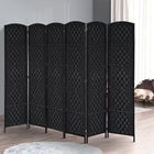 HOMCOM 6 Panels Hand-Woven Freestanding Room Divider for Home Office - Black-Folding design with six panels, easy to create a new look and space-saving to store
 