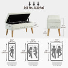 HOMCOM Storage Ottoman Bench with Wooden Legs - Cream White-Strong rubber wood legs support up to 265 lb