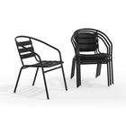 Flash Furniture - Chaise empilable de restaurant en métal noir avec lattes en aluminium-Ensemble de 4 chaises de café empilables