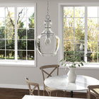 Hudson&Canal - Suspension Verona de 28 cm de large avec abat-jour en verre, Hudson&Canal, nickel brossé/transparent-Une finition en nickel brossé fabriquée à la main est appliquée sur la base en métal du globe
