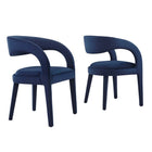 Modway Pinnacle Performance Velvet Dining Chair - Midnight Blue - 2 Pack-Modern Dining Chair Set