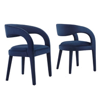 Modway Pinnacle Performance Velvet Dining Chair - Midnight Blue - 2 Pack-Modern Dining Chair Set