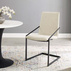 Modway Pitch Upholstered Fabric Dining Armchair - Black/Beige-Matte Black Stainless Steel