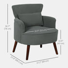 HOMCOM Accent Chair with Solid Wood Legs for Living Room - Grey-Eucalyptus wood frame and rubber wood legs promise robust construction 
