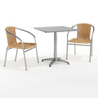 Flash Furniture 27.5'' Square Aluminum Indoor-Outdoor Table with 2 Beige Rattan Chairs (TLH-ALUM-28SQ-020BGECHR2-GG)-Aluminum, Beige