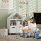 Qaba - Bibliothèque pour enfants à 3 niveaux avec deux tiroirs, pour chambre, salle d’enfants - blanc-Fabriqué en MDF pour une structure robuste et solide  
