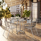 Flash Furniture 31.5'' Round Aluminum Indoor/Outdoor Table with 4 Slat-Back Chairs (TLH32RD017BCHR4)-Designed for Commercial Use