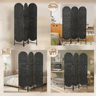 HOMCOM 3 Panel Arched Top Woven Freestanding Room Divider for Bedroom - Black-Optimal for multiple spaces like living rooms, bedrooms, or offices 
