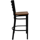 Flash Furniture - Tabouret de restaurant de la série HERCULES en métal noir avec dossier échelle - siège en bois de cerisier-Assemblage soudé