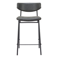 Zuo Charon Counter Stool - Vintage Black - Set of 2-Plush and durable faux leather fabric