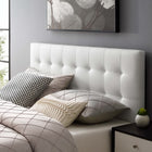 Modway Lily Upholstered Vinyl Queen Headboard - White-Deep tufting with stylish trim