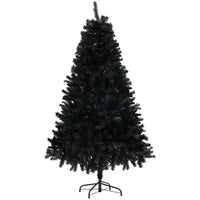 HOMCOM 5' Artificial Christmas Tree with Auto Open - Steel Base - Black-5ft/1.5m tall in a wide shape, providing a healthy, natural look 