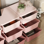 Qaba Kids Toy Storage Organizer with 9 Plastic Bins - Pink-Fully remove the bins to search for items
