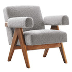 Modway Lyra Boucle Fabric Armchair - Light Grey - Set of 2-Boucle Fabric Upholstery