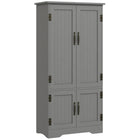 HOMCOM 48" H Kitchen Pantry Cabinet with Shelves - Grey-2 adjustable and removable shelves in an upper storage cabinet for more flexible storage 