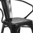 Flash Furniture – Chaise en métal avec accoudoirs pour l’intérieur et l’extérieur, noir (CH31270BK)-Appuis-bras intégrés