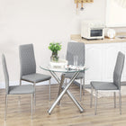 HOMCOM - Chaises de salle à manger avec siège rembourré et pieds en acier - gris - ensemble de 4-Design moderne avec des losanges brodés ajoutant du glamour à votre salle à manger, cuisine, chambre, etc
