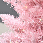 HOMCOM 6' Pre-Lit Artificial Christmas Tree with Warm White LED Lights - Pink-Separates into three individual sections for compact storage 