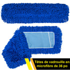 Gritt Commercial - Tête de vadrouille à poussière en microfibre bouclée - 36 po x 5 po - Bleu-La frange bouclée empêche la poussière de s’envoler
