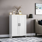 HOMCOM 23.6" L Storage Cabinet with Double Doors - White-Adjustable shelves fit items of different heights