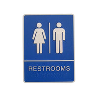 Futech Man/Woman with Braille Washroom Sign - Blue - 2 Pack-6"W x 8"H x 1-1/4"D