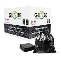 Globe Commercial Contractor Can Liner Garbage Bag - 35" x 50" - Black - 50 Pack-Open top can be tied easily