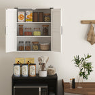 HOMCOM Farmhouse Bathroom Wall Cabinet with Barn Doors and Adjustable Shelves - White-Assembly required