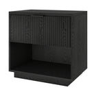 Hudson&Canal Karten 24" Nightstand - Black Grain-Top and lower shelf capacity is 50 lbs, drawer can hold 10 lbs