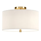 Hudson&Canal - Plafonnier encastré Ellis 16 po avec abat-jour en tissu - Laiton/blanc-Associé à un abat-jour en tissu tambour blanc