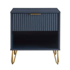 Manhattan Comfort DUMBO 20.07" Modern 1-Drawer Nightstand - Midnight Blue-Modern-Contemporary with a taste of Glam - Nightstand for Bedroom and Living Room Use