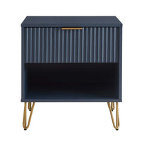 Manhattan Comfort DUMBO 20.07" Modern 1-Drawer Nightstand - Midnight Blue-Modern-Contemporary with a taste of Glam - Nightstand for Bedroom and Living Room Use