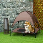 PawHut Portable Dog Cot with Canopy - Coffee-Features a lightweight, steel frame making it highly durable 