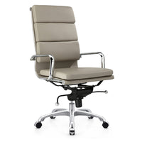 Plata Import - Chaise de bureau Plata Import - Paco en cuir PU à dossier haut en mousse avec cadre en métal, Gris-Siege en cuir polyurethane gris