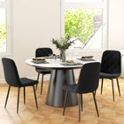 HOMCOM Dining Chairs with Metal Legs - Black - Set of 4-Soft velvet feel fabric, padded seat and solid back provides high comfort