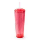 Sully - Gobelet à double paroi AS avec dessus en forme de dôme nervurée - 765 mL - Rose-Bas en paille boutonné