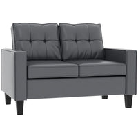HOMCOM - Canapé d’amour 51 po en cuir PU avec accoudoirs et dossier capitonné - gris-Le canapé de 51,4 po (130,5 cm) de large offre un espace généreux pour deux personnes sans se sentir à l'étroit 