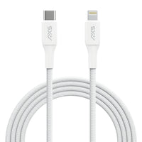 AXS PROCharge Premium USB-C to Lightning Braided Cable - White/Grey-Made from recycled materials