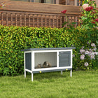 PawHut Wooden Outdoor Rabbit Hutch with Pull-Out Tray - Dark Grey-Lockable doors for easy in and out ensures your pet's safety 