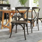 Flash Furniture - Chaise empilable Early American en bois à dossier en croix de la série HERCULES-Chaise empilable de style bistro