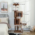 PawHut - Arbre à chat 63 po avec poteaux à griffer en sisal, condos - motif léopard-Poteaux enveloppés de sisal pour satisfaire les envies de griffades, protégeant ainsi vos meubles de tout dommage 