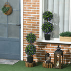 HOMCOM - Arbre boule artificiel en pot 2,3 pi avec fleurs de lavande - vert - lot de 2-Aucun assemblage requis - utilisez ces plantes en pot directement sorties de la boîte 