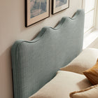 Modway Athena Striped Fabric Upholstered King Size Headboard - Spa Blue Stripe-Wood Blend Frame
