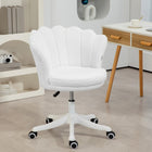 HOMCOM Mid Back Berber Fleece Office Chair with Swivel Wheels - White-The swivel accent chair with berber fleece fabric is soft and chic