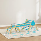 Qaba - Ensemble triangle Pikler pliable 8-en-1 avec arche, rampe et échelle - bleu-La rampe réversible sert de toboggan lisse ou de mur d’escalade stimulant 