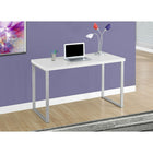 Monarch Specialties 7154 48" Computer Desk - White/Silver Metal-Finished on all sides with an easy to clean top to setup anywhere in a room to create a functional workspace in a home office or dorm room.