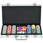 Soozier - Ensemble de 300 jetons de poker avec mallette en aluminium-Ensemble complet avec 300 jetons, deux jeux de cartes, cinq dés, un bouton de donneur, une petite et une grosse blind ainsi qu’un tapis 
