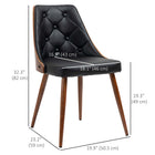 HOMCOM - Chaises de salle à manger modernes avec dossier en bois massif et pieds en acier - noir - lot de 2-Garnissage en mousse épaisse et cuir PU pour plus de confort et de détente